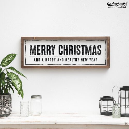 Farmhouse Design Schild "Merry Christmas Vintage" - mit Rahmen