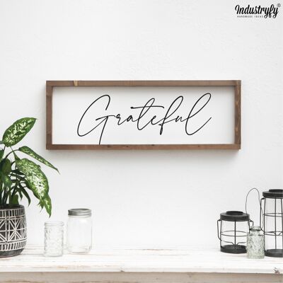 Farmhouse Design Schild "Grateful" - 60x20 - mit Rahmen