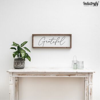 Panneau Design Ferme "Grateful" - 60x20 - avec cadre 2