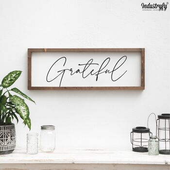 Panneau Design Ferme "Grateful" - 90x30 - avec cadre 1