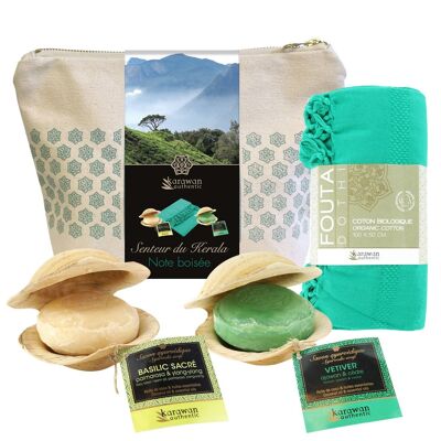 KIT REGALO BENESSERE AYURVEDA - TRATTAMENTO CON NOTE LEGNOSE DEL KERALA