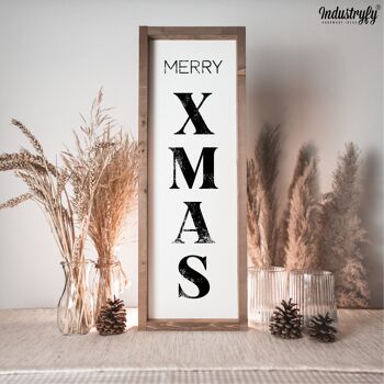 Panneau Design Ferme "Merry Xmas" - 90x30 - avec cadre 1