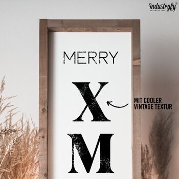 Panneau Design Ferme "Merry Xmas" - 90x30 - avec cadre 2