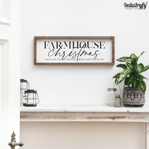Farmhouse Design Schild "Farmhouse Christmas" - 60x20 - mit Rahmen