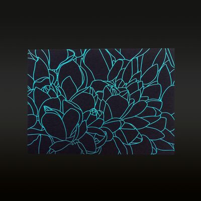 Lilymagnolia (colección de flores de tarjetas de joyería) turquesa / negro