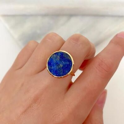 Hammered lapis lazuli Albane ring