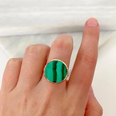 Hammered malachite Albane ring