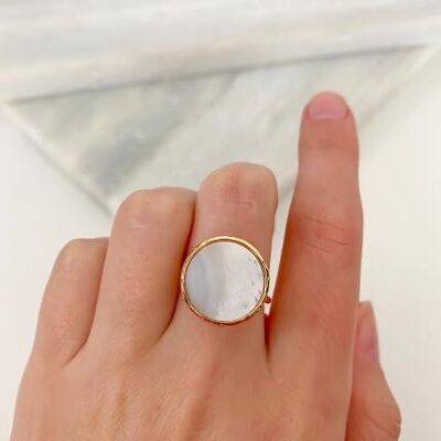 Hammered mother-of-pearl Albane ring