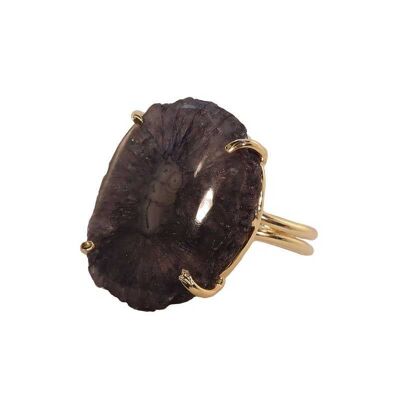 BAGUE EN PIERRE SOLAIRE NOIRE