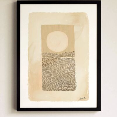 Poster Moon and Waves - 30x40 cm