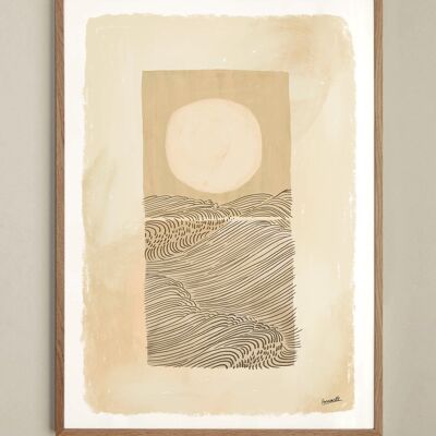 Poster Moon and Waves - 50x70 cm