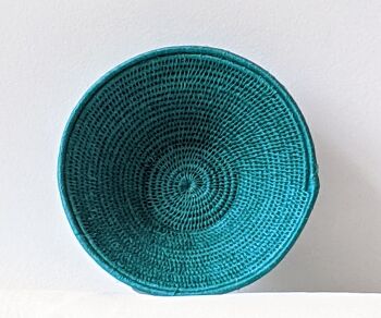 Corbeille en sisal tissee main, emeraude, 16cm