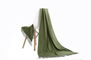 Emilie Echarpes Echarpe Pashmina Châle cachemire vert olive - 200*63CM 1