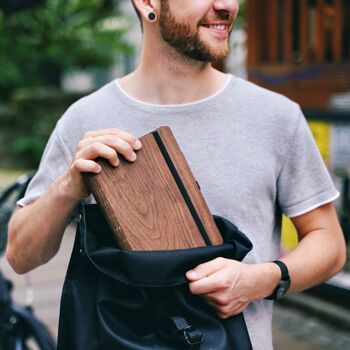 Carnet en bois - A5 - noyer - pointillé 1