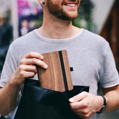 Wooden notebook - A6 - walnut - blank