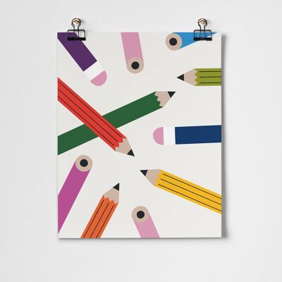 Scattered Pencils Fine Art Print