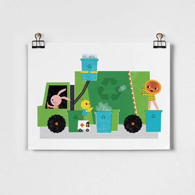 Recycling Truck Fine Art Print | Sara Gillingham
