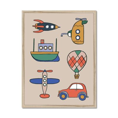 By Air, By Land, By Sea Vehicles Framed Fine Art Print