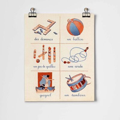 French First Words Toys & Games Fine Art Print