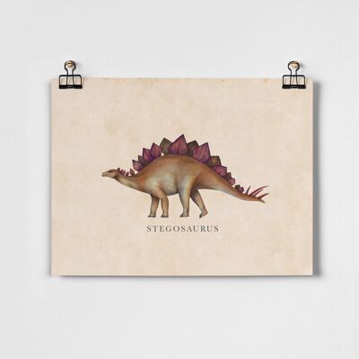 Vintage Stegosaurus Fine Art Print