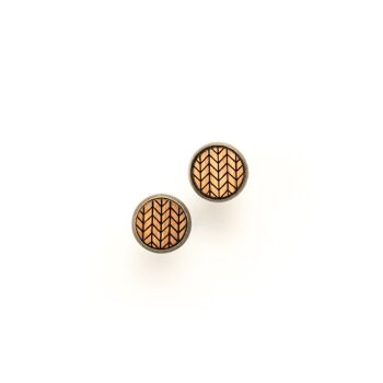 Boucles d'oreilles en bois avec monture à chevrons - chêne-bronze 4