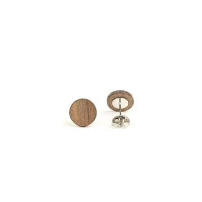 Clous d'oreilles en bois cercle 10mm - noyer