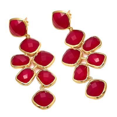 18kt Vermeil Fuchsia Chalcedony Statement Earring