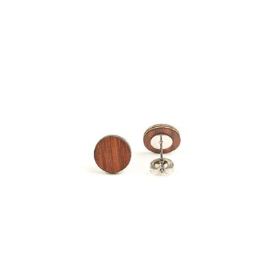 Pendientes de botón de madera círculo 10mm - Padouk