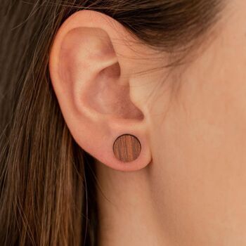 Clous d'oreilles en bois cercle 10mm - Padouk 3