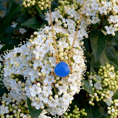 18kt Gold Vermeil Blue Chalcedony Necklace