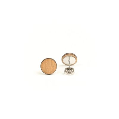 Clous d'oreilles en bois cercle 10 mm - chêne