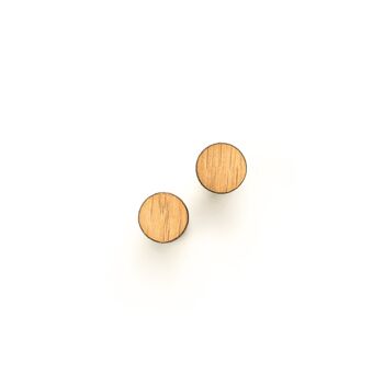 Clous d'oreilles en bois cercle 10 mm - chêne 4