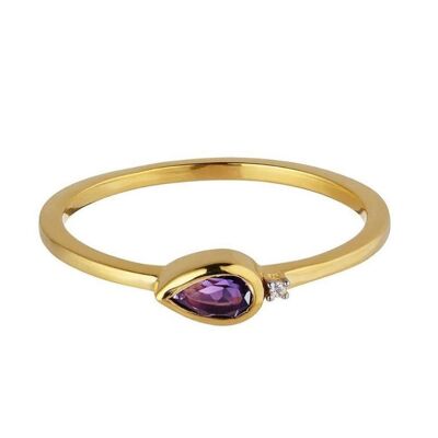 18kt Gold Vermeil Amethyst and Diamond Ring