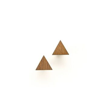 Clous d'oreilles triangle en bois - noyer 4
