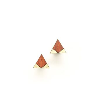 Clous d'oreilles en bois triangle - or padouk 4
