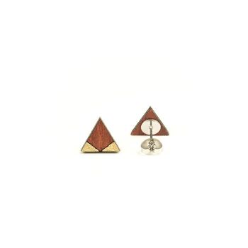 Clous d'oreilles en bois triangle - or padouk 2