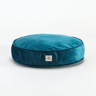 Cuscino rotondo in velluto - Round XL - 110x13cm - Petrol Blue - Senza ricamo