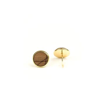 Boucles d'oreilles en bois avec monture minimaliste - or noyer 2