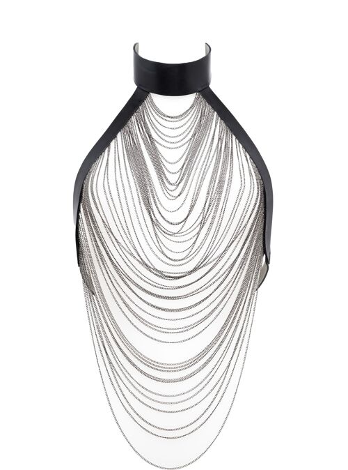 ZAHA LEATHER HARNESS NECKLACE