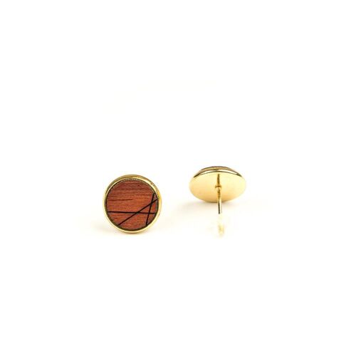 Holz Ohrringe mit Fassung Minimalistisch - Padouk-Gold