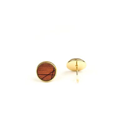 Wooden earrings with setting minimalist - padouk gold