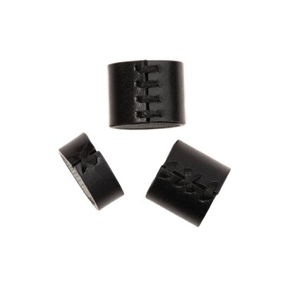 FRIDA BLACK LEATHER 3 RINGS SET