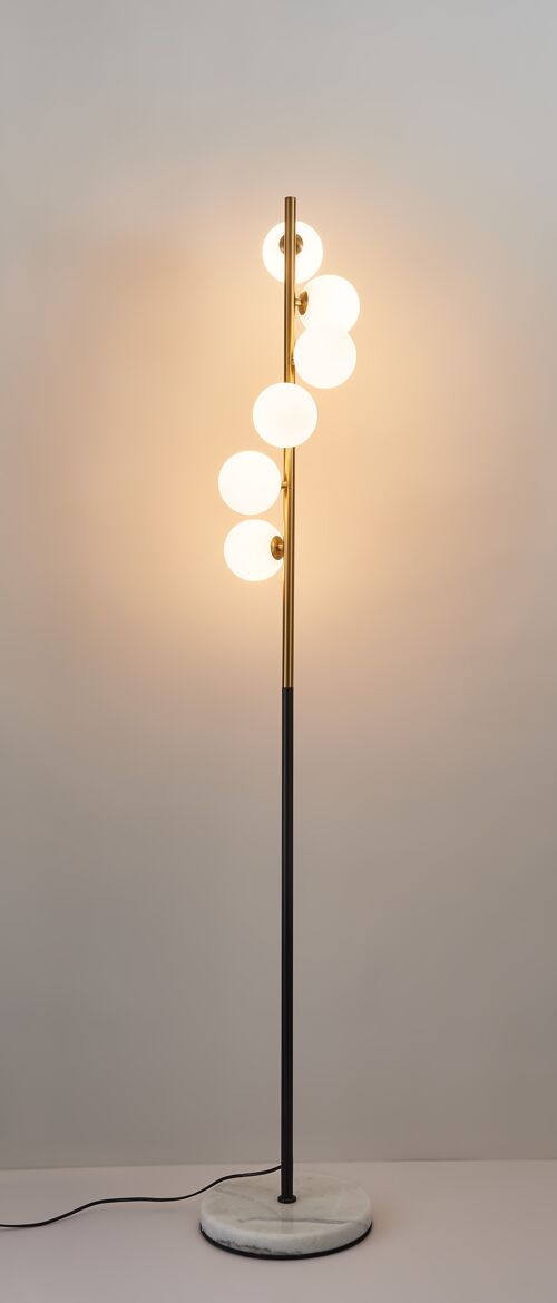 6 Globe Light  Modern Electroplated Artistic Gold Finish  Floor Lamp
