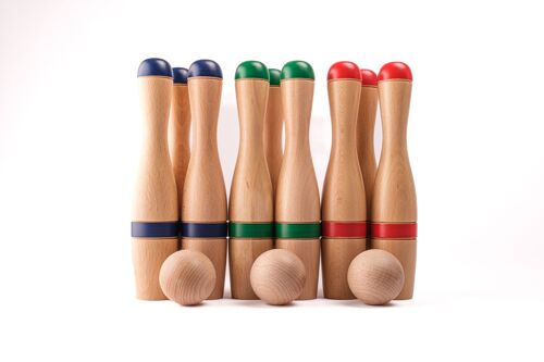 Set of 9 wooden skittles