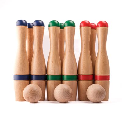 Set of 9 wooden skittles