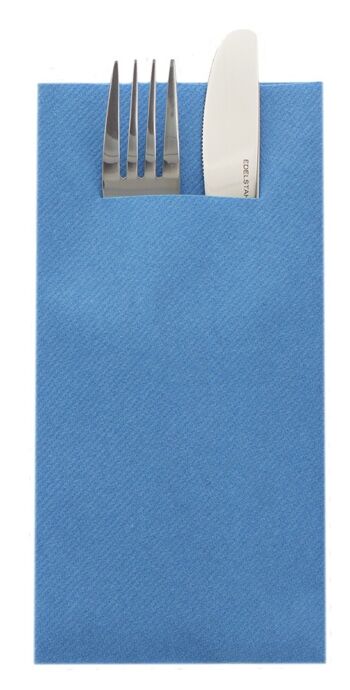 Serviette à couverts jetable bleu aqua en Linclass® Airlaid 40 x 40 cm, 12 pièces 1