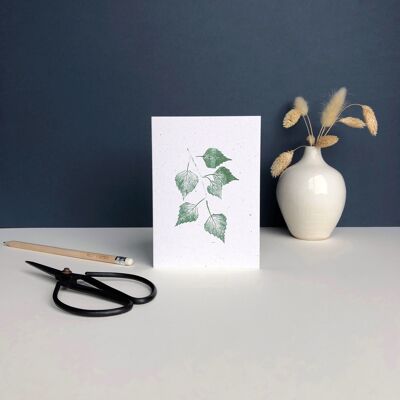 Nature greeting card | Silver birch tree leaves