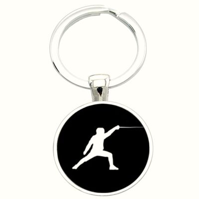 Fencing Keyring - Black And White
