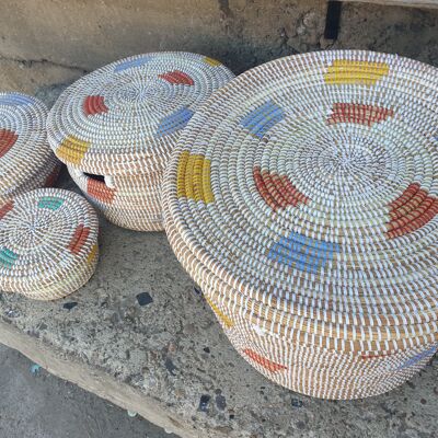 SET of 4 hand-woven boho baskets