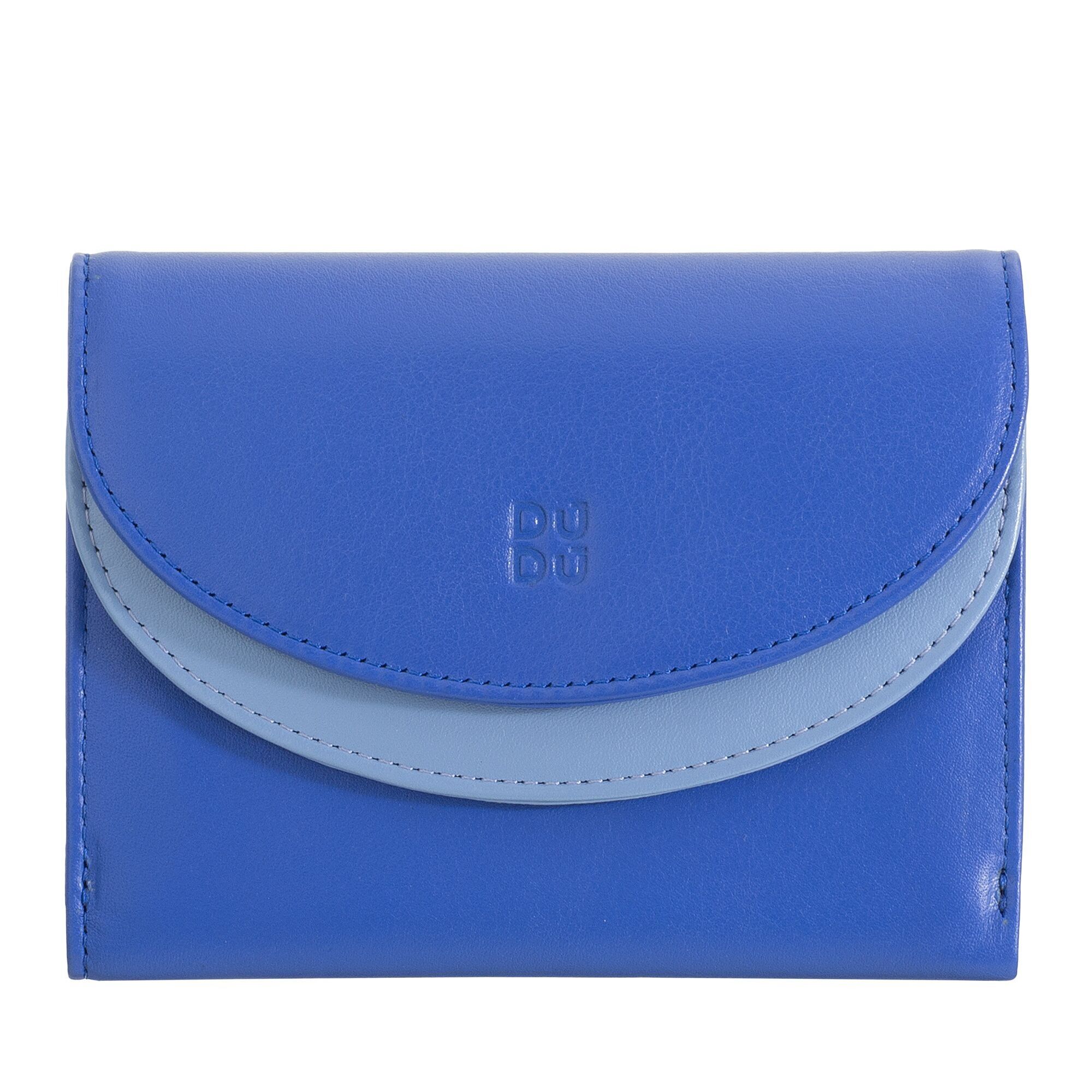 Portafoglio donna DUDU in pelle doppio lembo blu fiordaliso